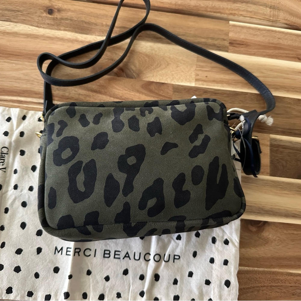 Clare V Midi Sac Army Pablo Cat Suede w/Mini Stripes - BNWT and dust bag. - Picture 3 of 10